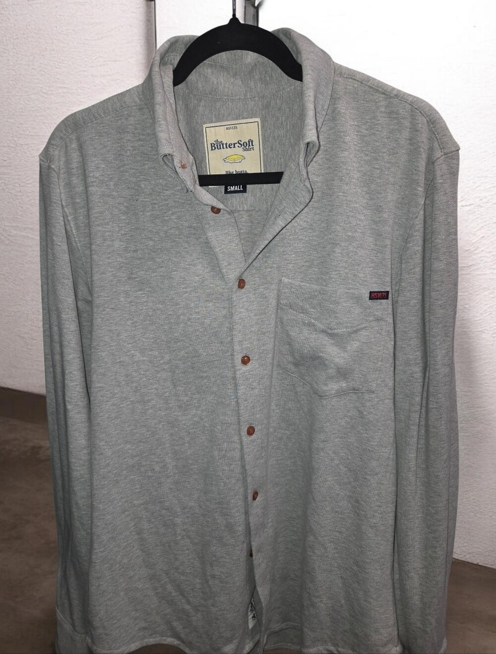 RSVLT Butter Soft Men’s Light Gray Long-Sleeve Button-Up Shirt